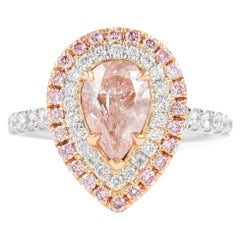 Alexander GIA Certified 1.10ct Pink Diamond Ring 18k Two Tone Gold