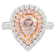 Alexander GIA Certified 1.50ct Pink Diamond with Halo Ring 18k Two Tone Gold