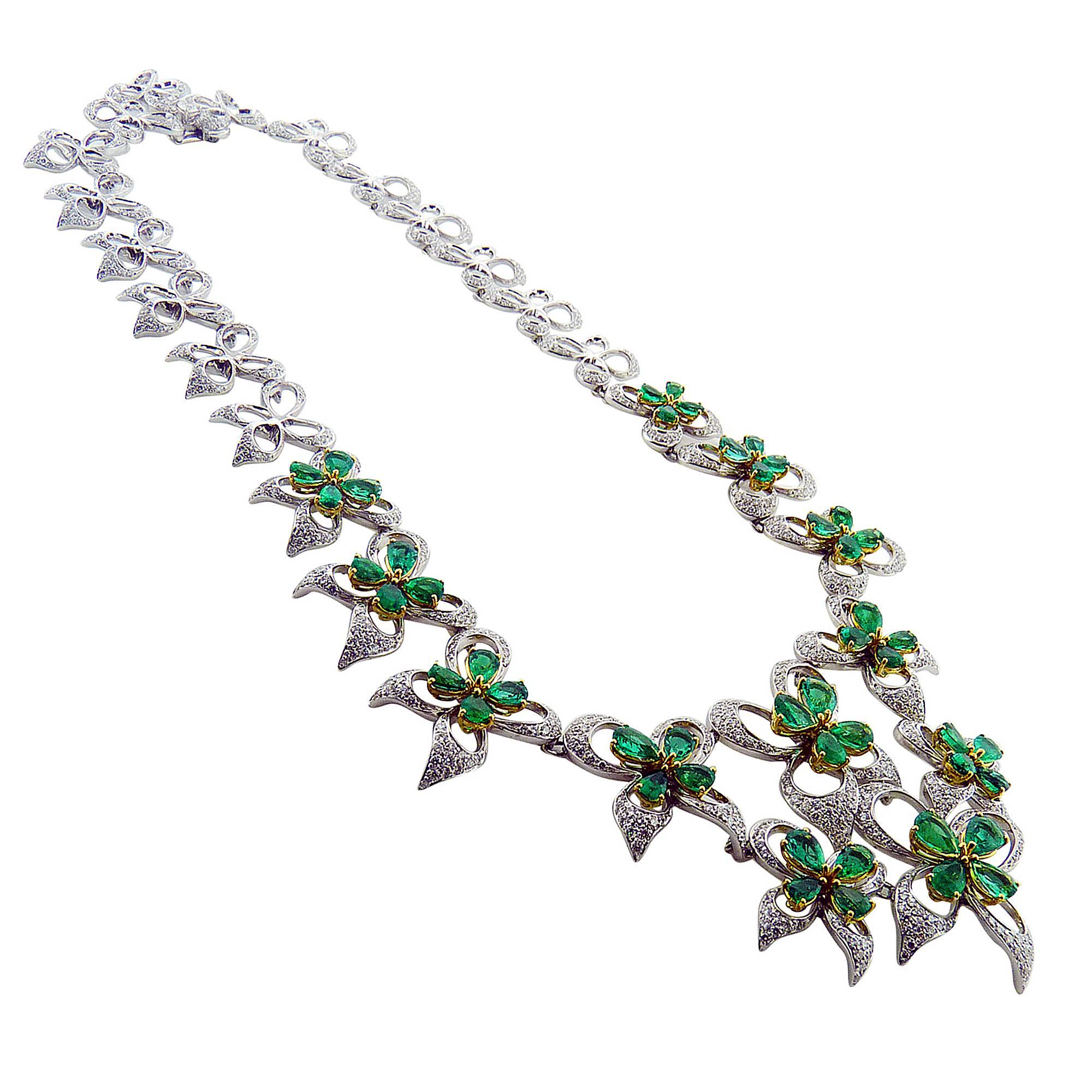 Diamond MultiStrand Gold Necklace For Sale at 1stDibs