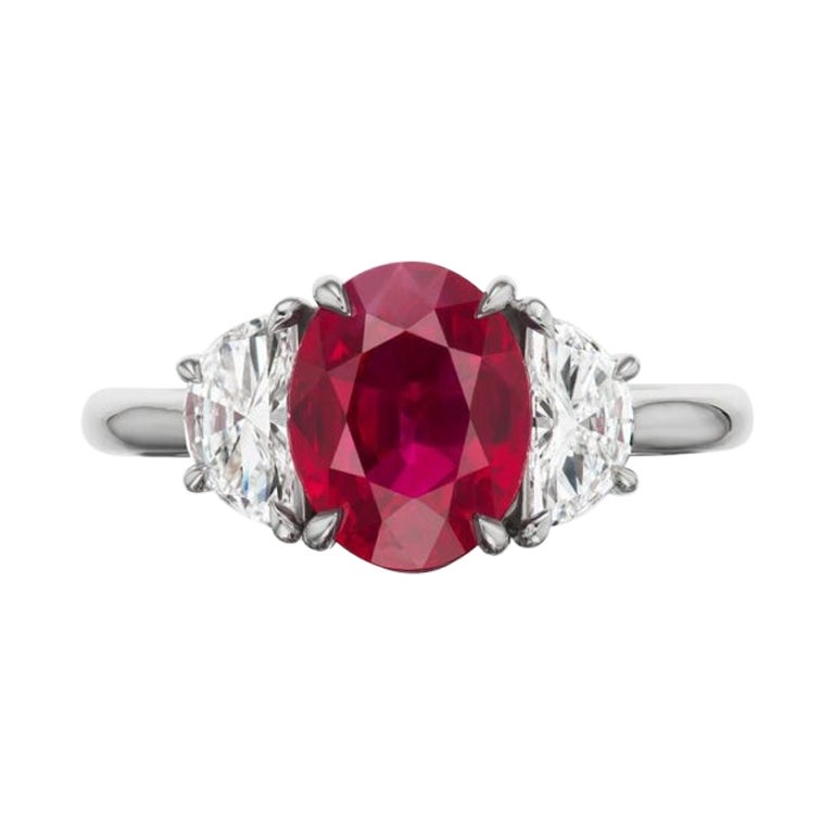 Charming Burmese Ruby And Diamond Ring For Sale