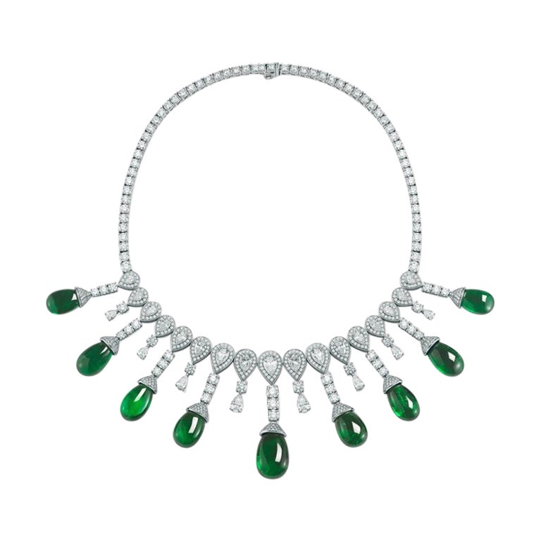 Emerald Drop Necklace For Sale