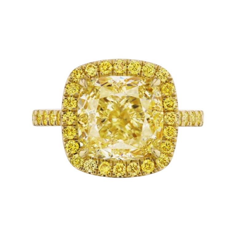 Fancy Yellow Radiant Diamond Ring For Sale