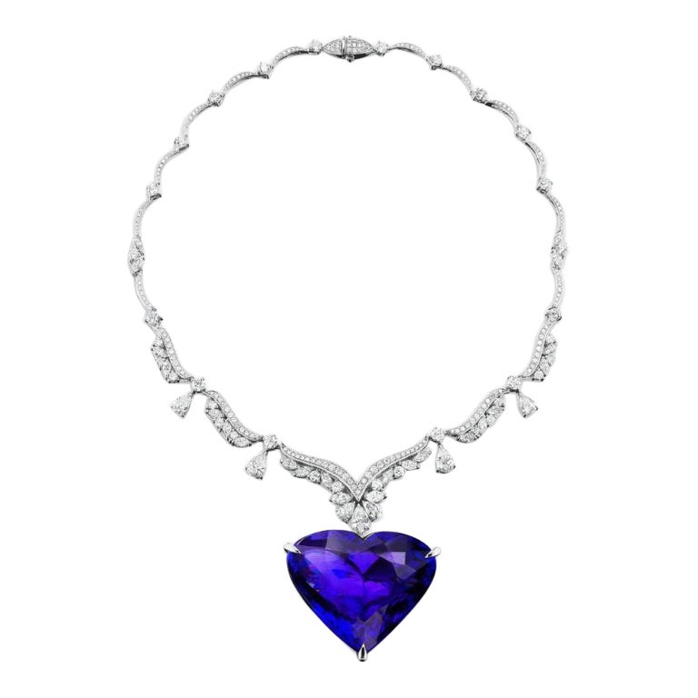 Tanzanite and Diamond Necklace For Sale