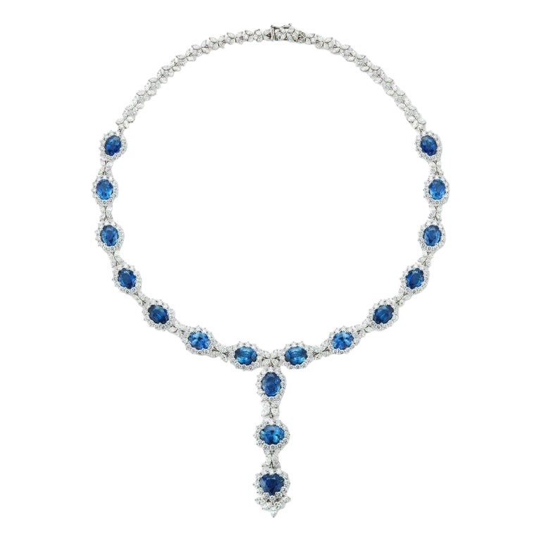 Sapphire and Diamond Necklace For Sale