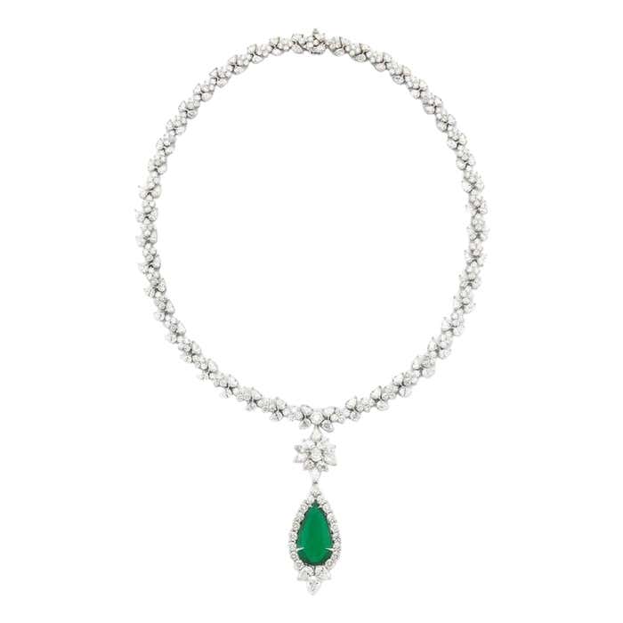 Emerald and Diamond Necklace For Sale at 1stDibs