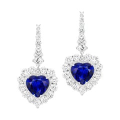 Royal Blue Sapphire and Diamond Earring