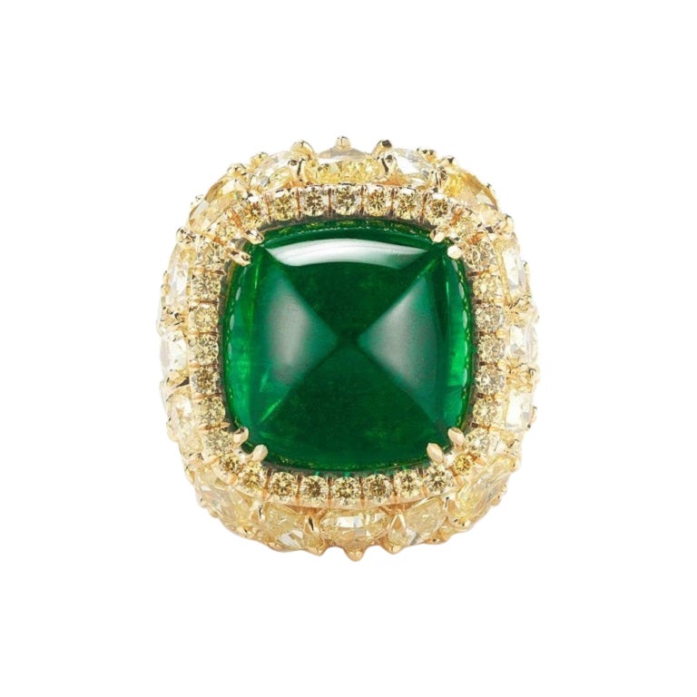 Colombian Emerald Sugarloaf Ring For Sale