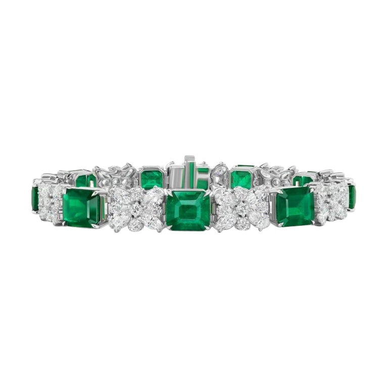 Emerald and Diamond Garden Bracelet For Sale