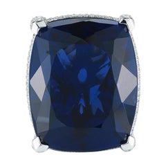 Royal Blue Cushion Tanzanite Ring