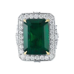 Rectangular Emerald and Diamond Ring