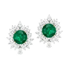Emerald and Diamond Stud