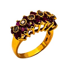 Art Deco Style 4.07 Carat Brown Diamond Ruby Yellow Gold Cocktail Ring