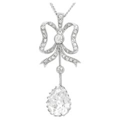 Antique French 2.69 Carat Diamond and Platinum Pendant
