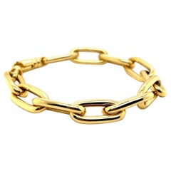 Wide Open Link Paper Clip Bracelet 14k Yellow Gold