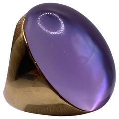 Roberto Coin Invisible Set Amethyst and Mother of Pearl Yellow Gold Ring