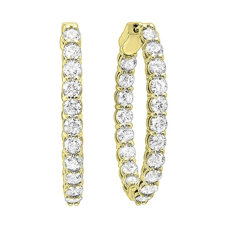 1.00 Carat Total Weight Diamond Inside-Outside Hoop Earrings in 14 Karat Gold