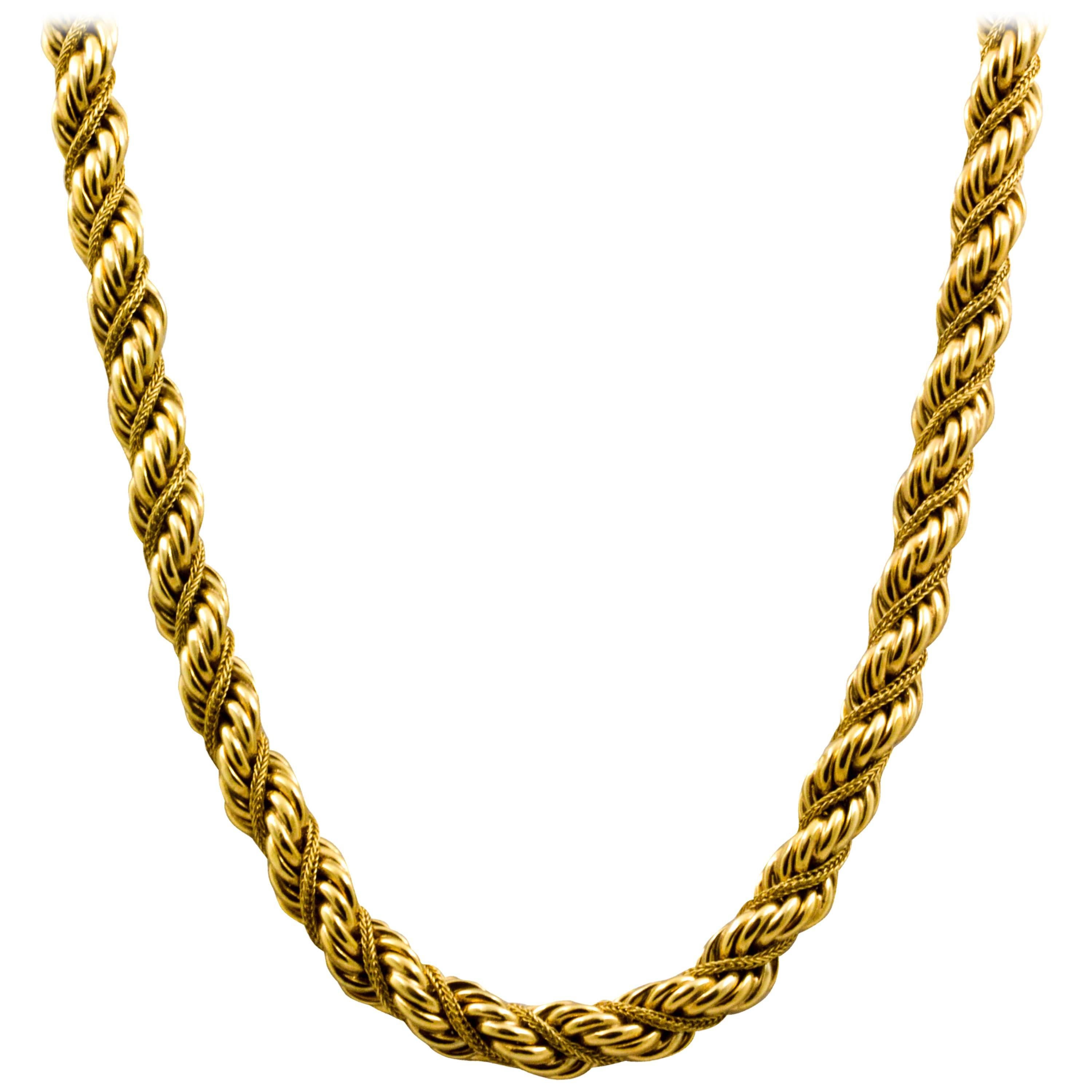 Gold Braided Rope Necklace