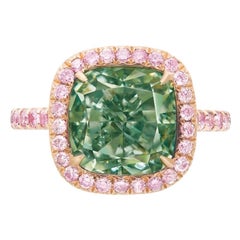 Emilio Jewelry GIA Certified 6.00 Carat Fancy Intense Green Diamond Ring