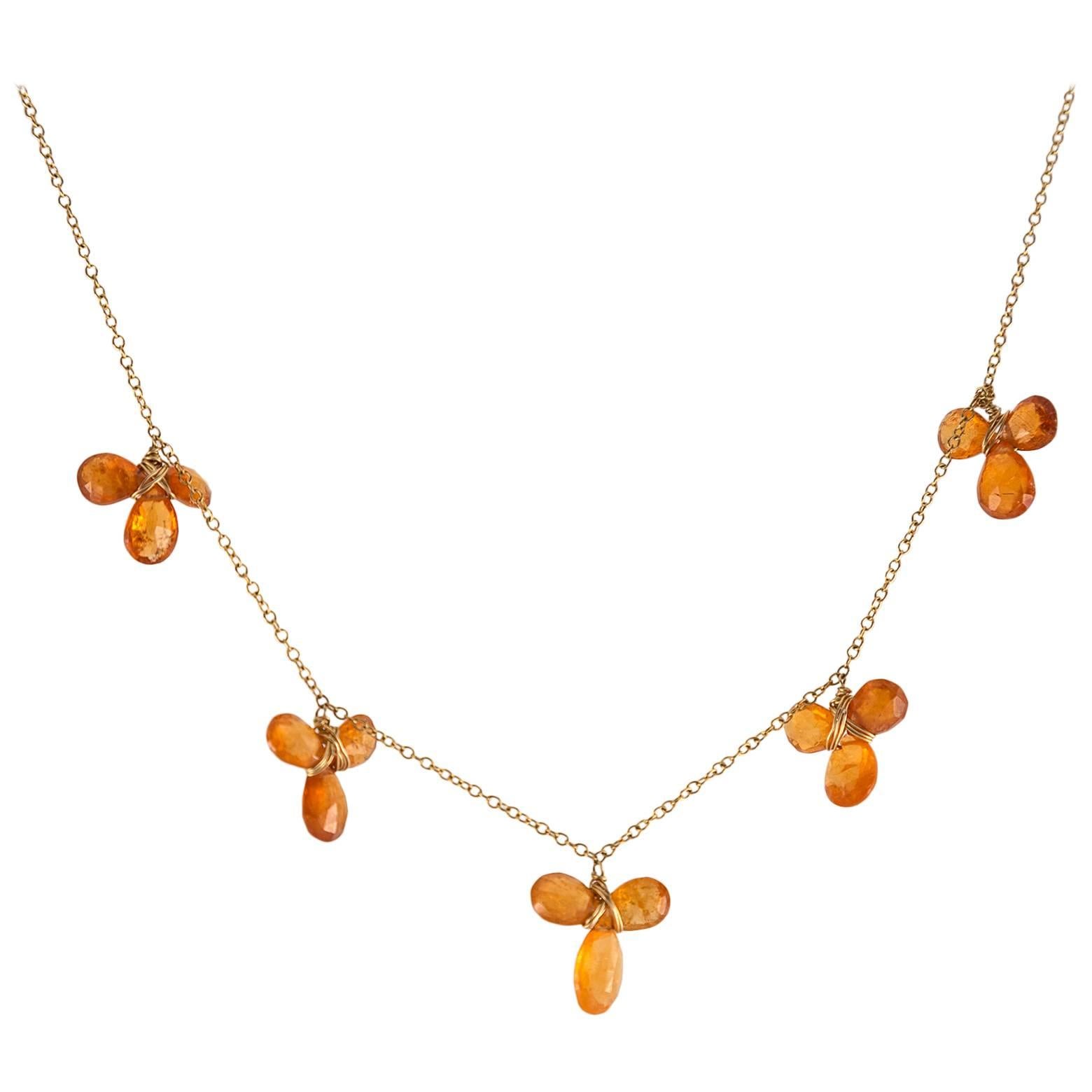 Hessonite Garnet Briolette Necklace on a Gold Filled Chain