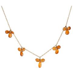 Hessonite Garnet Briolette Necklace on a Gold Filled Chain