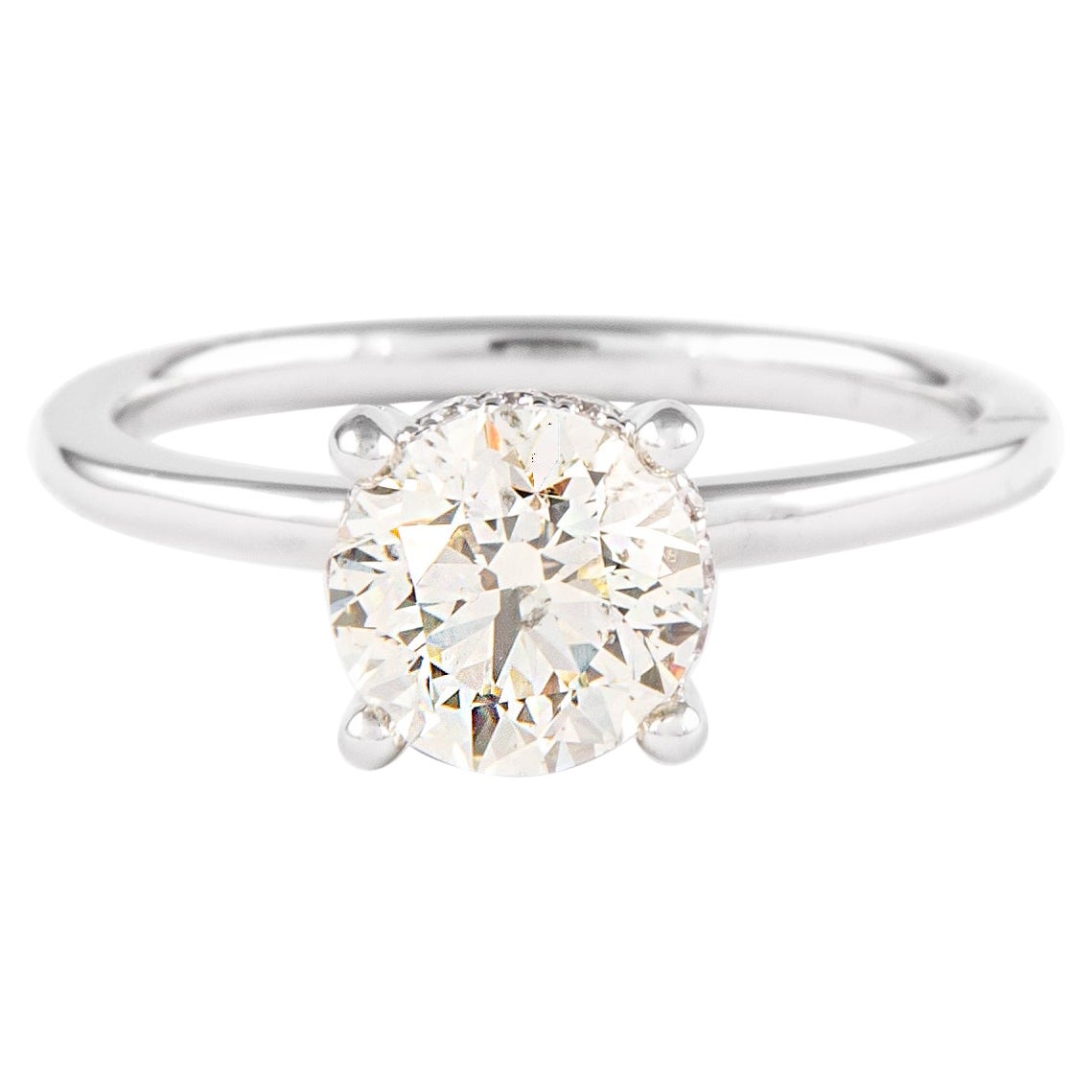 1.47 Carat Round Brilliant Diamond Solitaire Ring 18 Karat White Gold For Sale