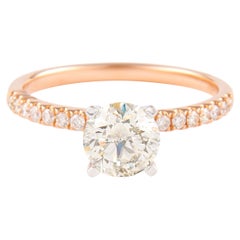 Bague en or rose et blanc 18 carats avec diamants ronds brillants de 1,01 carat