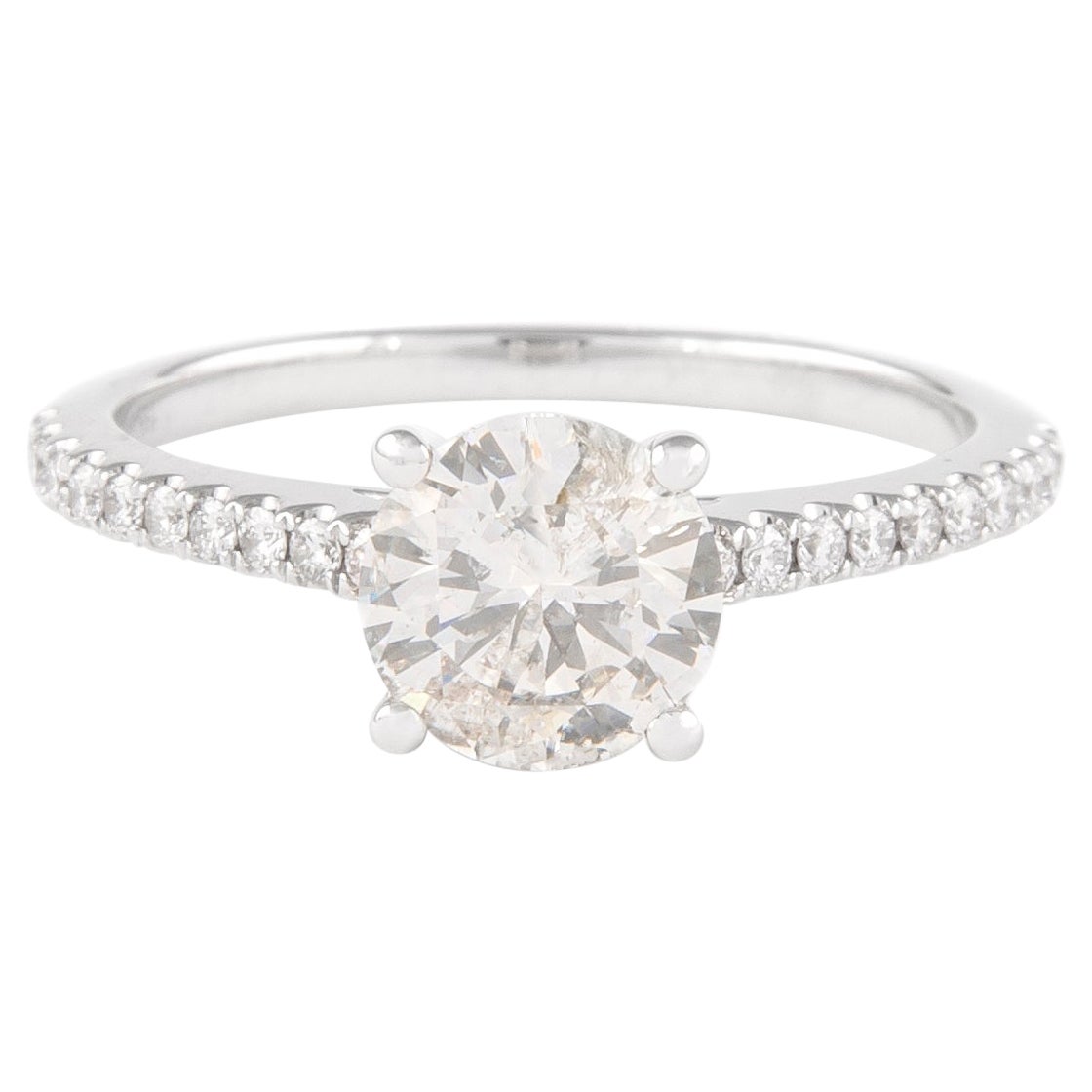 1.12 Carat Round Brilliant Diamond Engagement Ring 18 Karat White Gold For Sale