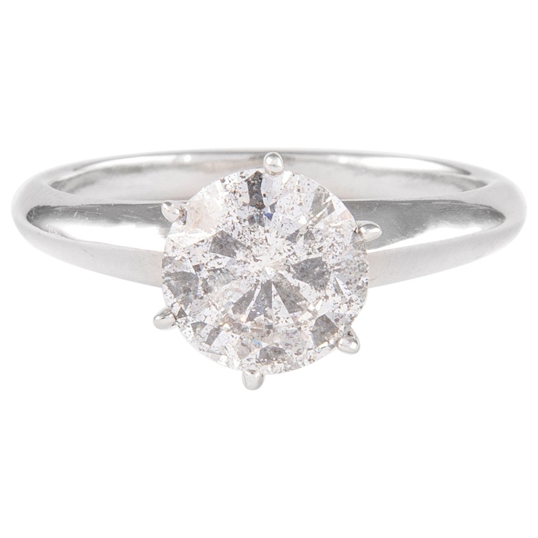 1.68 Carat Round Brilliante Diamond Engagement Ring 18 Karat White Gold en vente