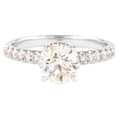 Bague en or blanc 18 carats avec diamants ronds brillants de 1,20 carat certifiés EGL