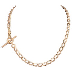 Antique 15k Gold Albert Chain, Watch Chain Necklace, Victorian