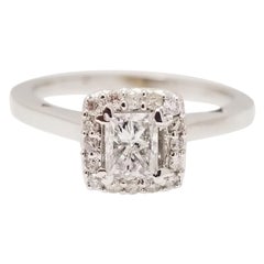 0.42 Carat Princess Shaped Diamond White Gold Ring 14k