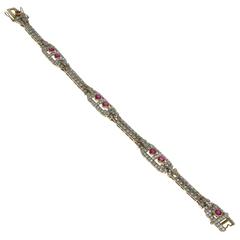 Ruby Diamond Two Color Gold Bracelet 7