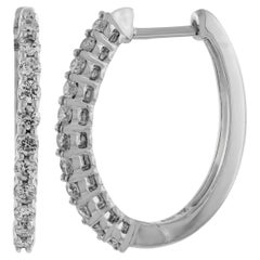 .75 Carat Total Weight Diamond Outside Round Hoop Earrings in 14 Karat Gold