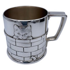 Antique Heavy Tiffany & Co. Sterling Cat Cup