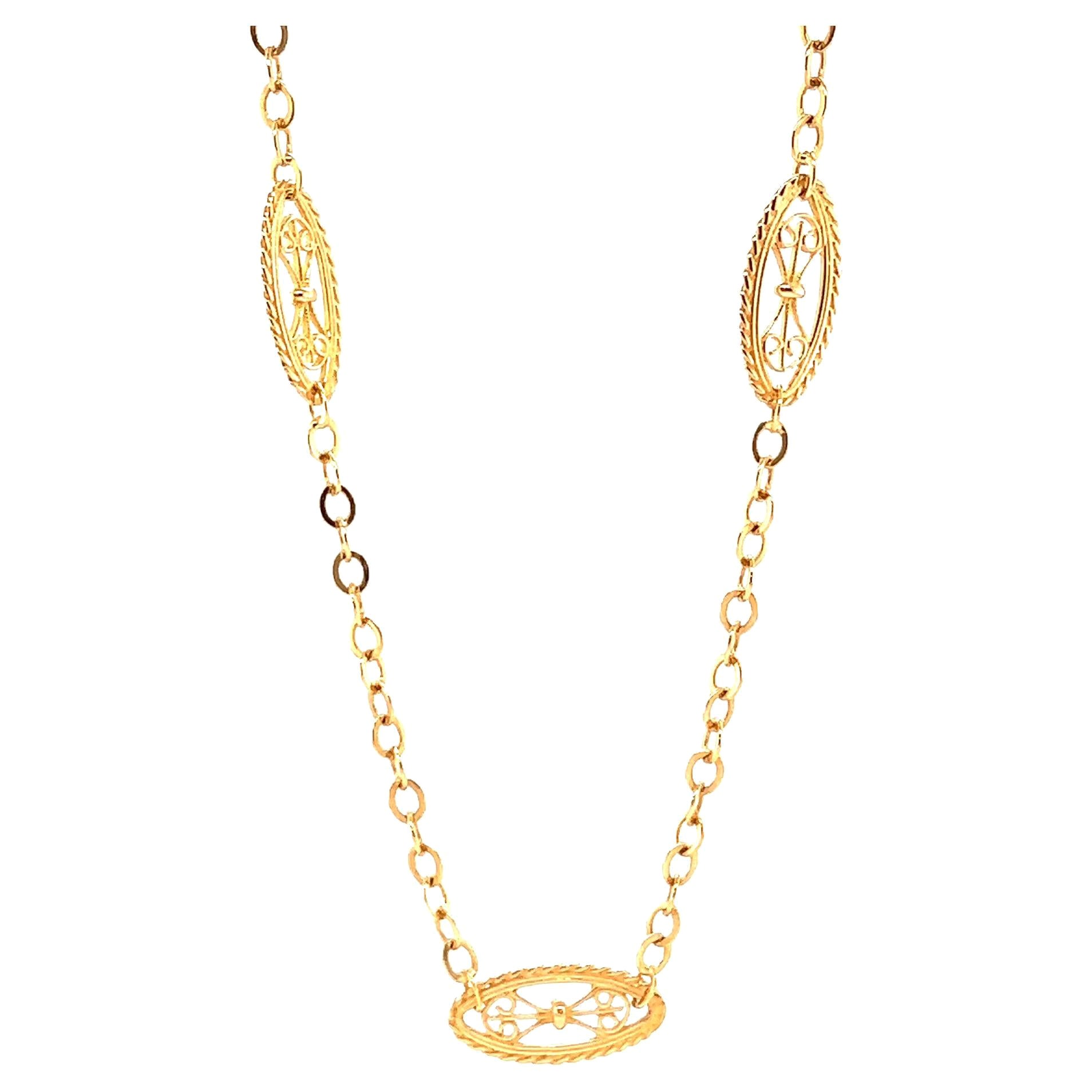 28-inch Antique French Filigree Gold Necklace at 1stDibs | 28 inches ...