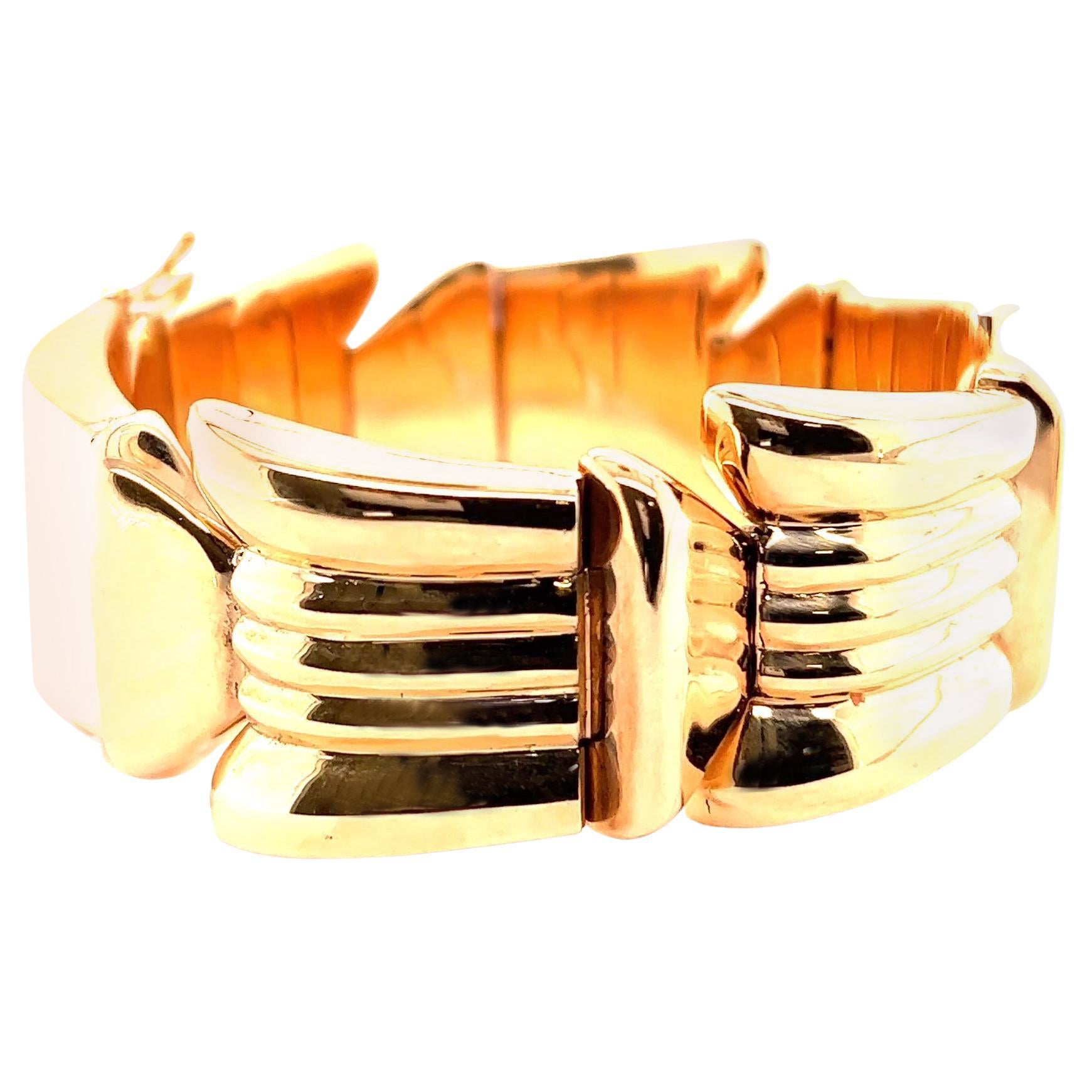 Retro French 18 Karat Rose Gold Tank Bracelet