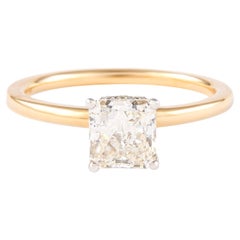 EGL Certified 1.09 Carat Radiant Diamond Ring 18 Karat Yellow & White Gold