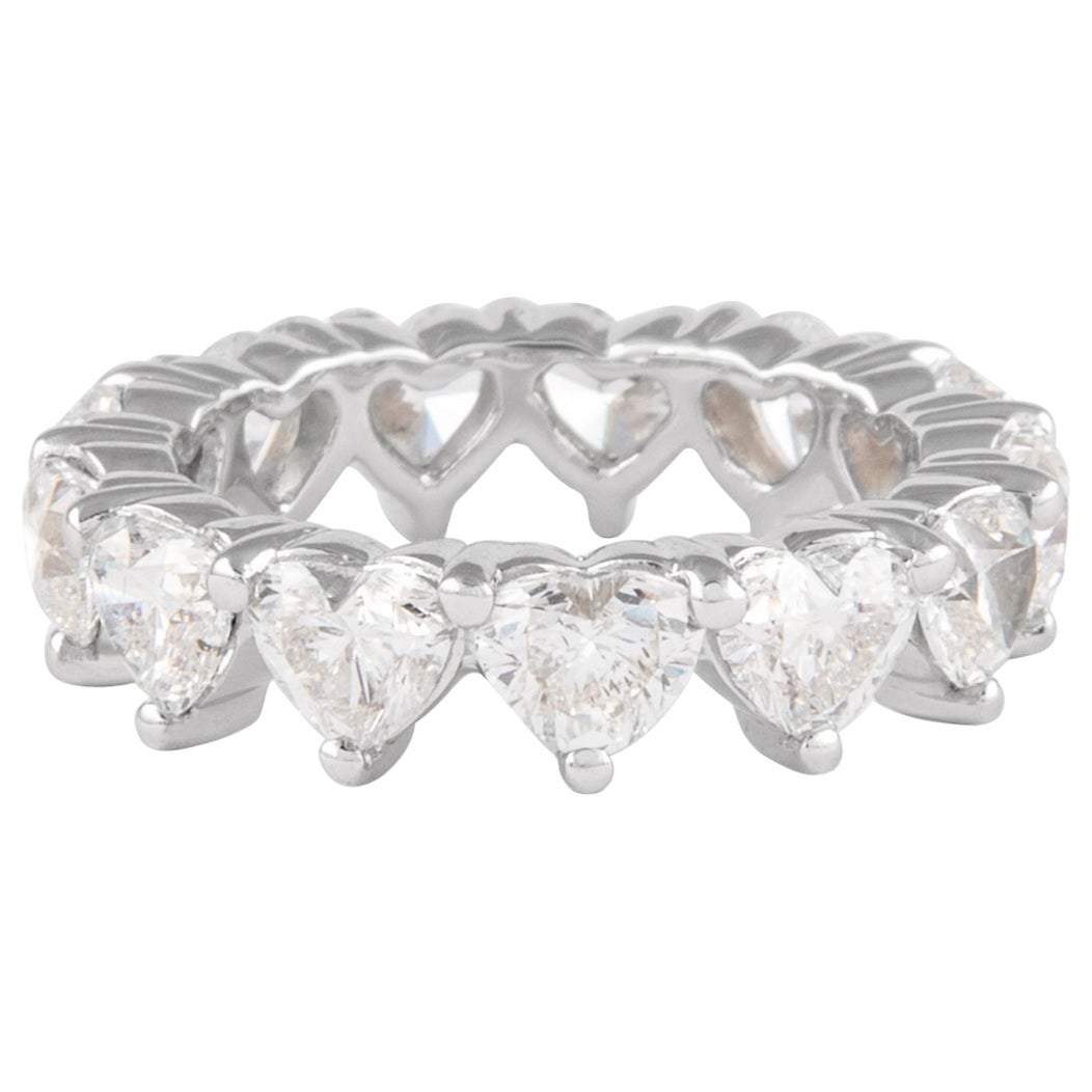 Alexander 4.16ct Heart Diamond D-F VVS2/VS1 Eternity Band Platinum For Sale