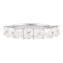 Bracelet demi-éternité Alexander en or blanc 18 carats avec diamants taille Asscher de 2,82 carats D/E VVS