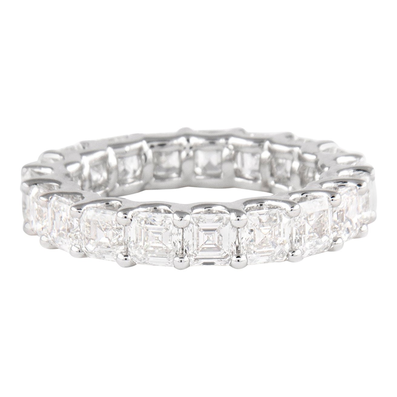 Alexander 4.21ct D-F VVS Emerald Cut Diamond Eternity Band 18k White ...