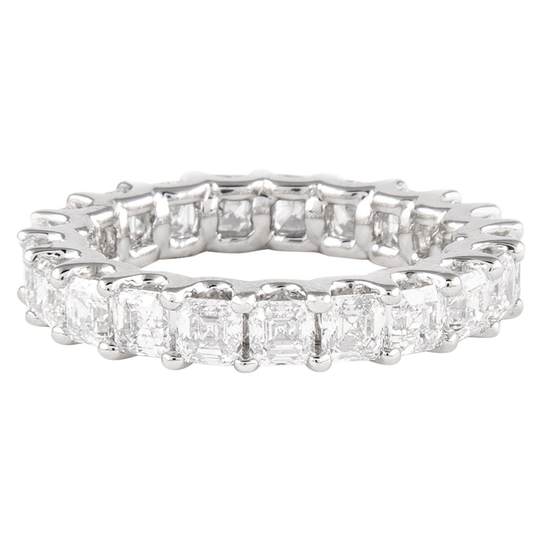 Alexander 3.05ct Asscher Cut Diamond D/E VVS Eternity Band 18k White Gold