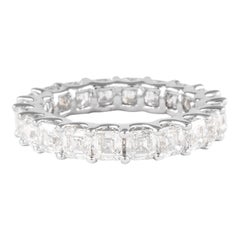 Anneau d'éternité Alexander en or blanc 18 carats avec diamants taille Asscher de 4,09 carats D/E VVS