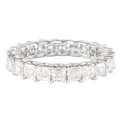 Anneau d'éternité Alexander en or blanc 18 carats avec diamants taille Asscher de 3,39 carats D/E VVS