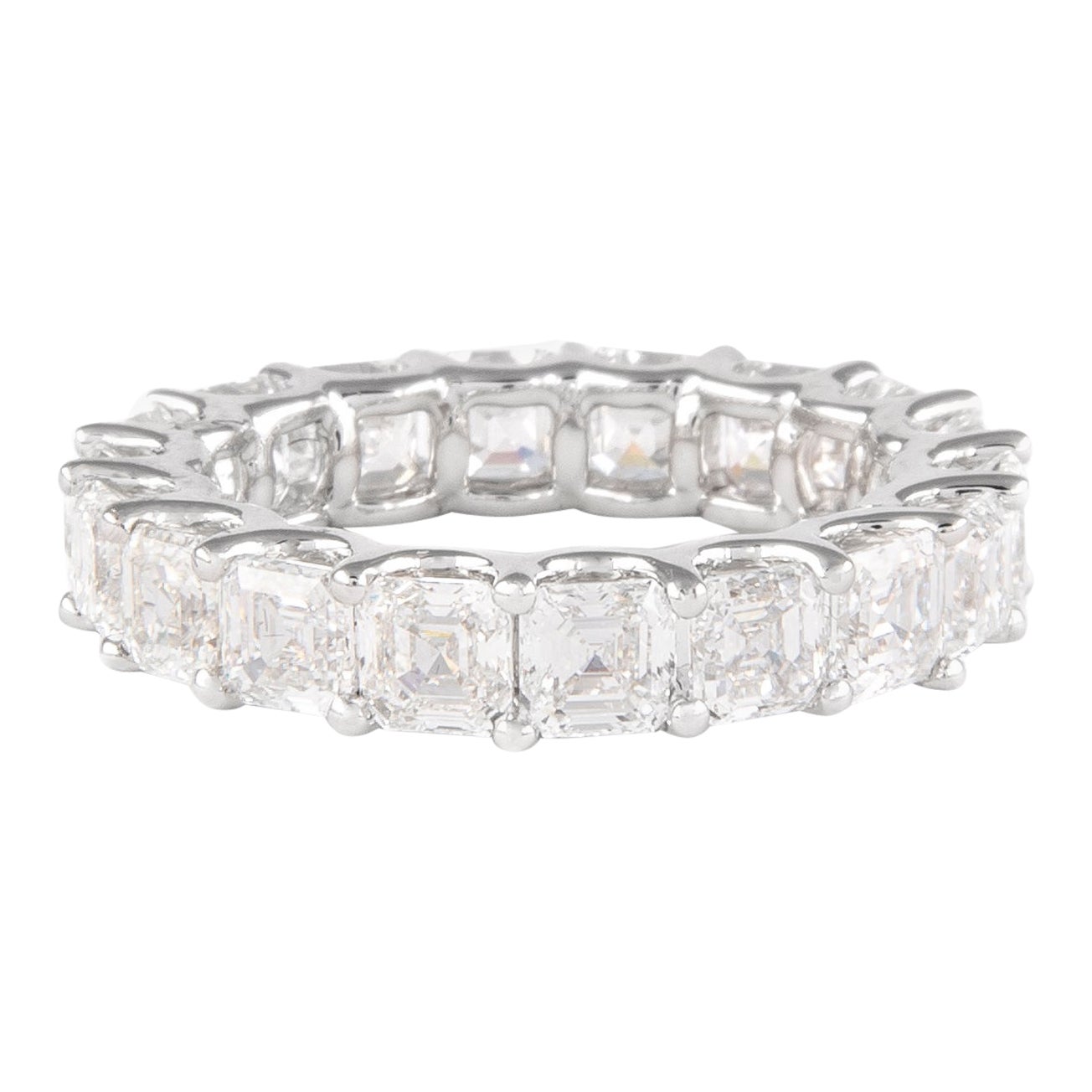 Bracelet d'éternité Alexander en or blanc 18 carats avec diamants taille Asscher de 5,48 carats D/E VVS