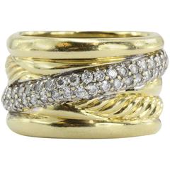 David Yurman Diamant Gold Kabel Crossover Ring