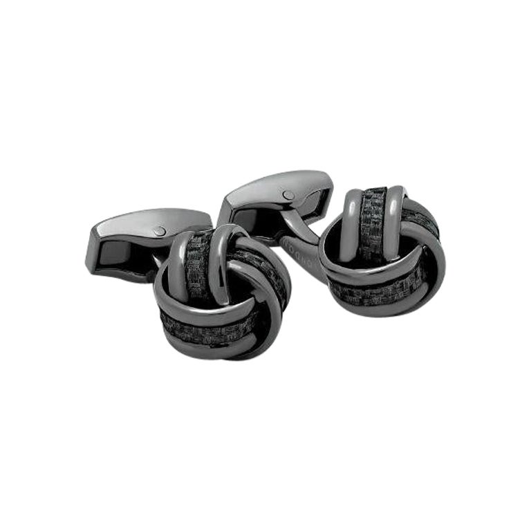 Knot Cufflinks with Black Carbon Fibre For Sale
