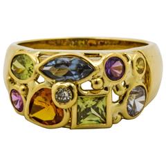 Multicolored Gemstone Gold Ring