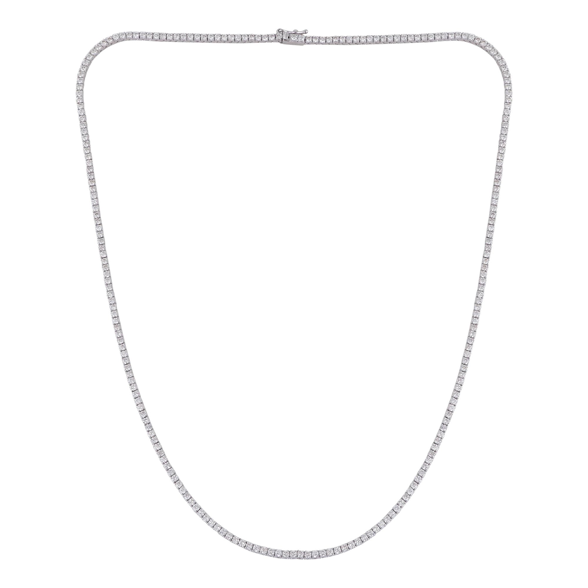 Collier tennis en or blanc 14 carats avec diamants de 5,27 carats de pureté SI de couleur hi-colore en vente