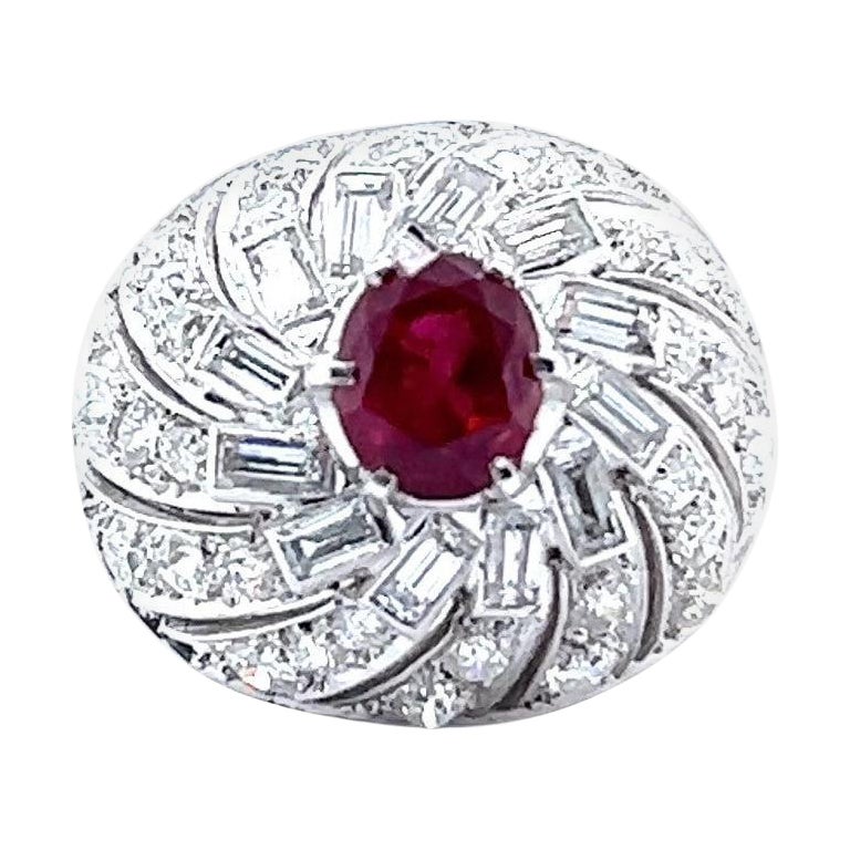 Retro 2.10 Ruby Diamond Platinum Dome Ring