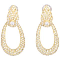 Stunning Diamond Gold Dangle Earrings
